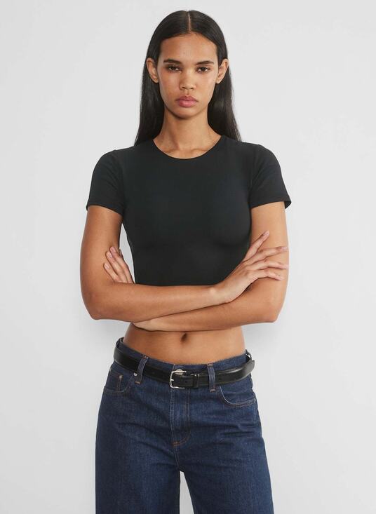 Aritzia Tops - Aritzia Contour Crew Cropped T-Shirt Top Baby Tee Babaton Small Black Y2K 90s